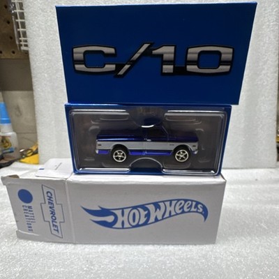 Hot Wheels 1:64 Chevrolet C10 1969 Blue Silver Diecast Pickup Mattel Creations