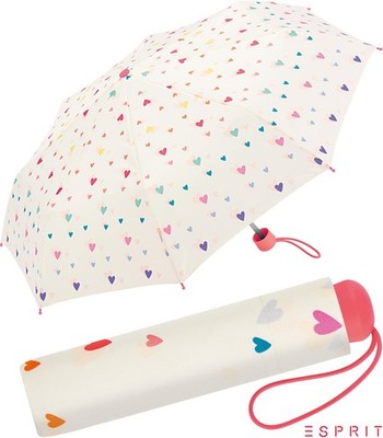 Esprit Kinderschirm Regenschirm Mini Taschenschirm leicht Herzen Candy Hearts