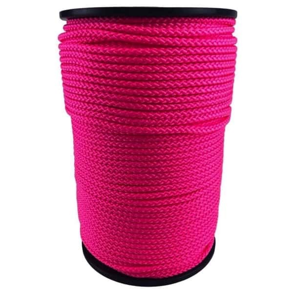 12mm Pink Braided Polypropylene Rope 100 Metre Reel Poly Sailing Boating