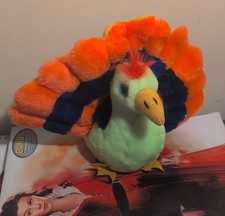 Vintage Neon Rainbow Stuffed Animal Turkey 90s Top Bloom USA TBI Plush