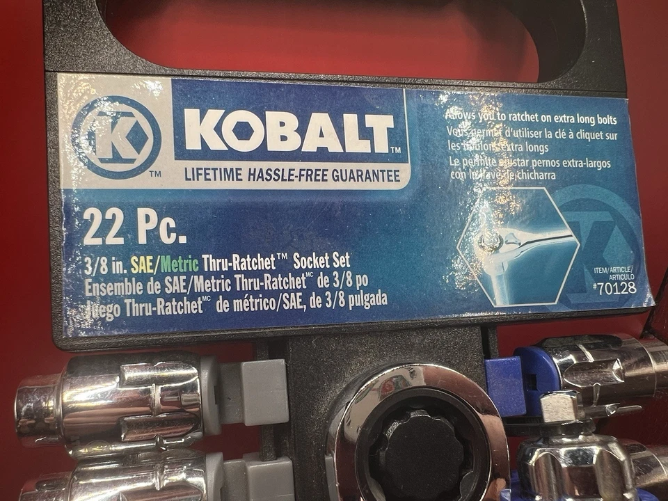 Kobalt 22 Piece Double Drive Handle 3/8" Ratchet Socket Tool Set BRAND NEW - Image 3 of 4