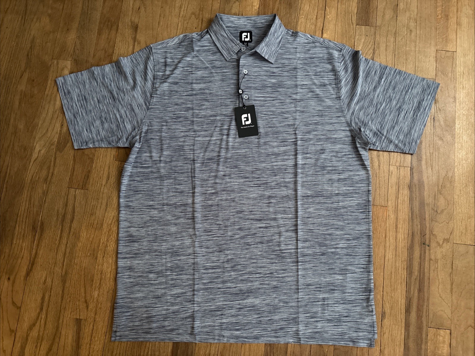 Footjoy Golf Shirt Polo 3 Button Men’s 2XL Space Dye Navy Short Sleeve New
