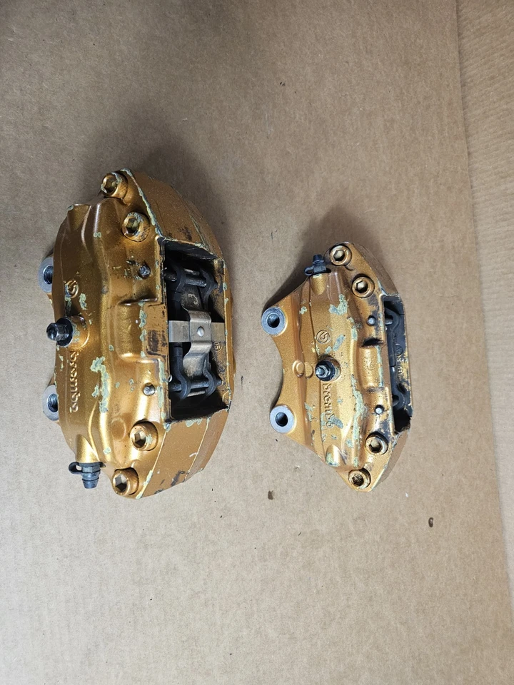 2003-2008 Infiniti G35 Brembo Big Brake Gold Caliper Front PAIR OEM - Image 4 of 4