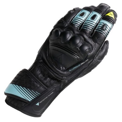 DAINESE FIERO METALL LEDER MOTORRAD RENNHANDSCHUHE SCHWARZ WASSER FLUO GELB