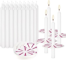 50 Church Candles with Drip Protectors for Devotional Candlelight Vigil Service,