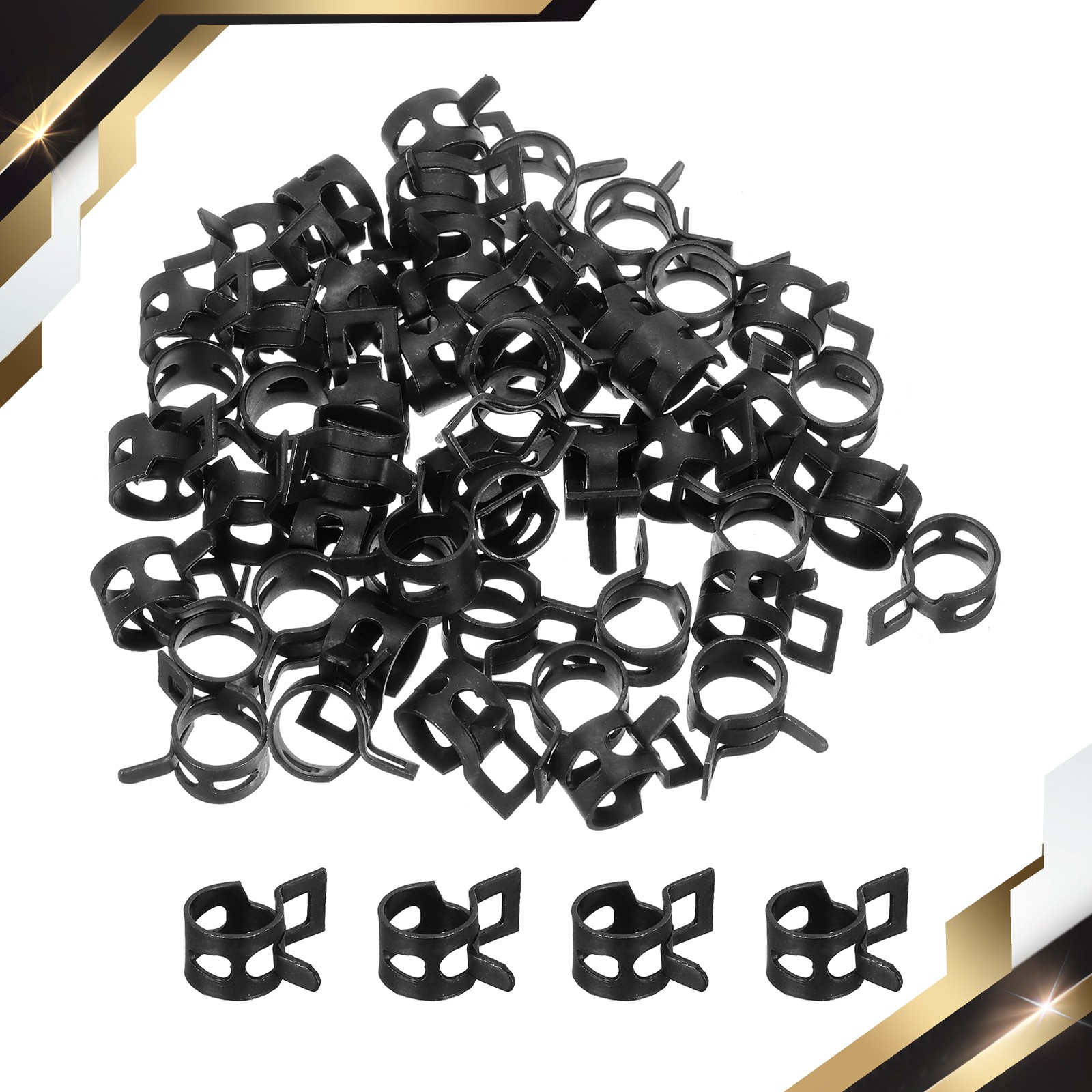 50 Pcs Fuel Line Clamps Spring Band Hose Clamps 9mm Black