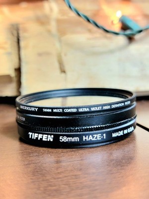 LOT Tiffen Haze 1 (58HZE) 58mm + Multi Coated Merkury Ultra Violet HD Filter 