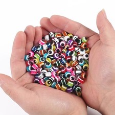 1000 Mixed Colour Acrylic Evil Eye Ball Round Beads 6mm Jewelry Making 1/4"