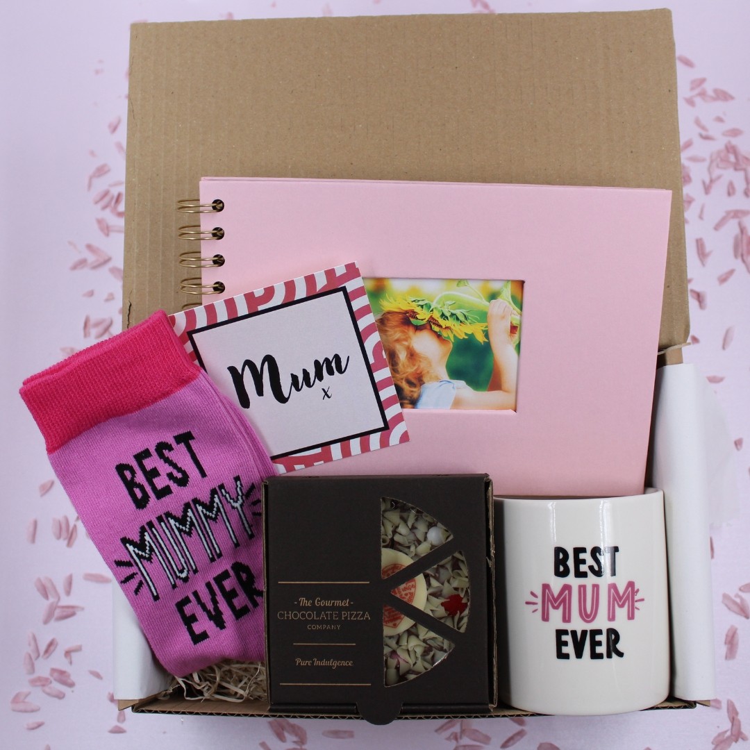 Best Mum Ever - Mug Socks Chocolate Pizza & Photo Album Treat Gift Box
