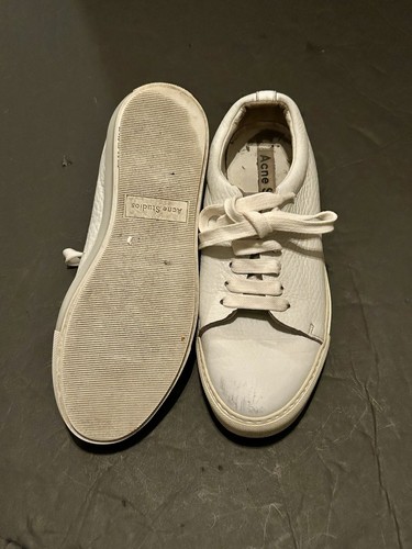ACNE STUDIOS GRAIN LEATHER SNEAKERS, WHITE. SIZE 6 WOMEN TRAINERS - Afbeelding 3 van 11