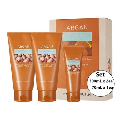 Nature Republic Argan Essential Deep Care Hair Pack Set 300ml x 2ea (+70ml) 