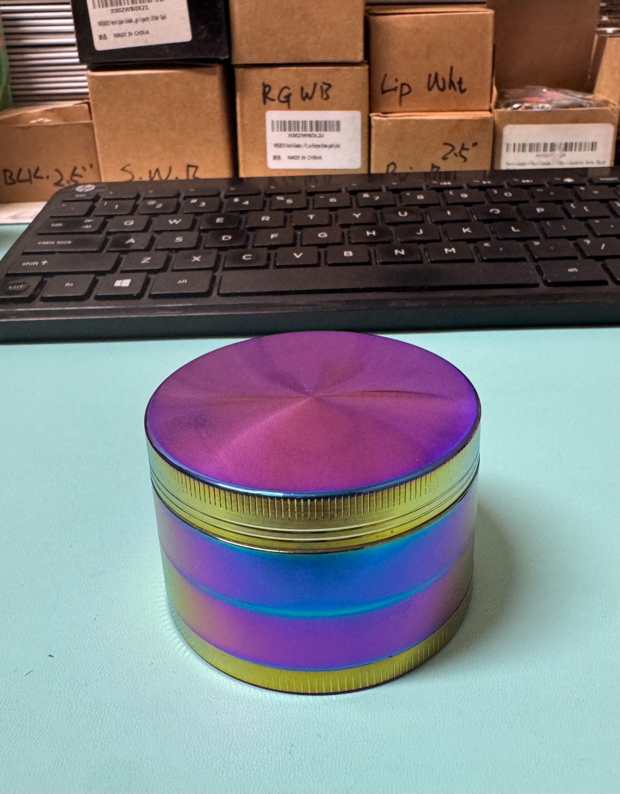 2.5" 4 Layer Metal Tobacco Crusher Hand Muller Smoke Herbal Grinder Rainbow