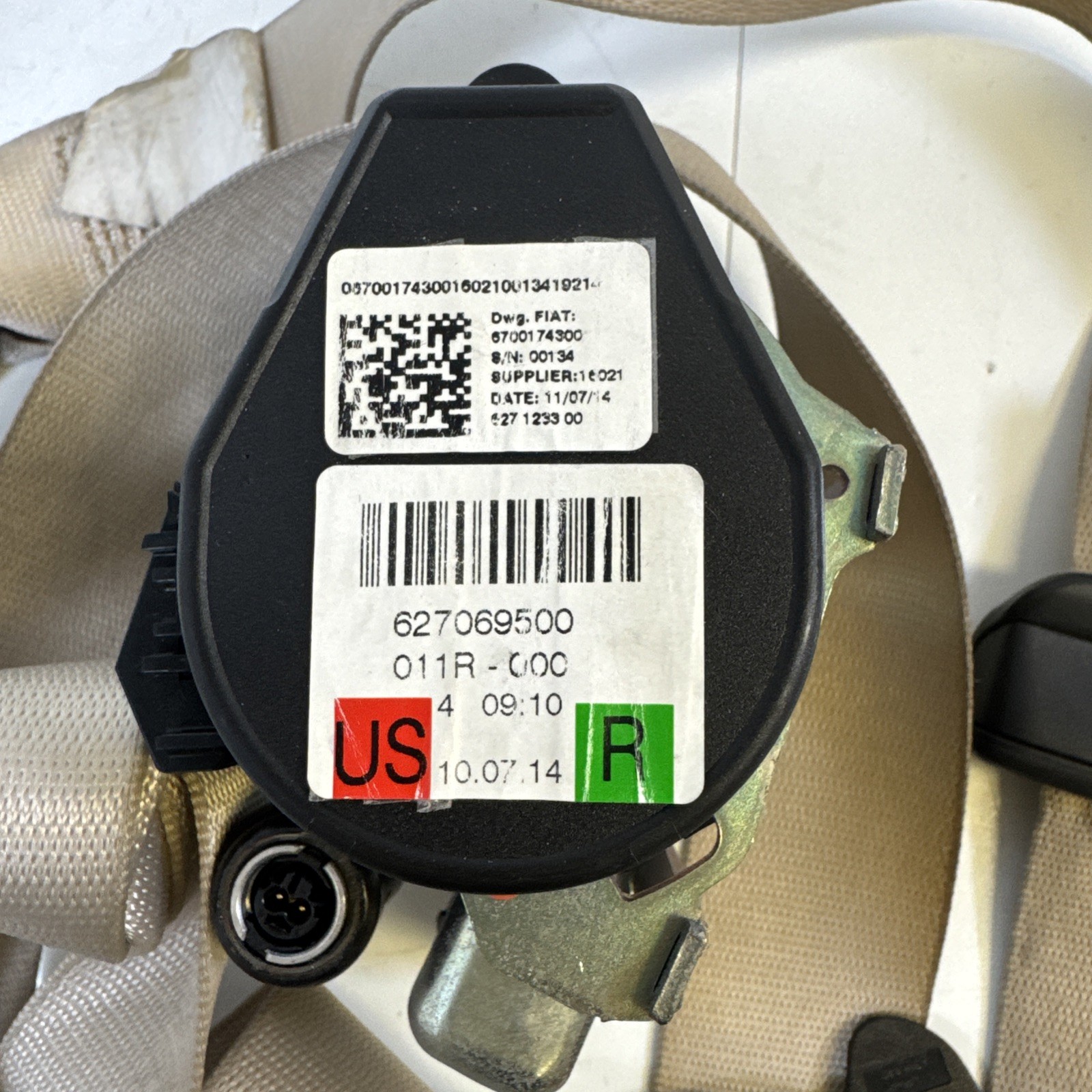 2014-2020 MASERATI GHIBLI RIGHT PASSENGER FRONT SEATBELT RETRACTOR OEM
