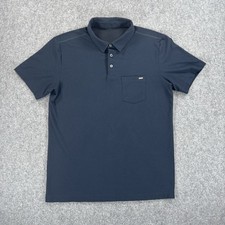 Vuori Ace Polo Short Sleeve Pocket Performance Pique Shirt Blue Men s Medium