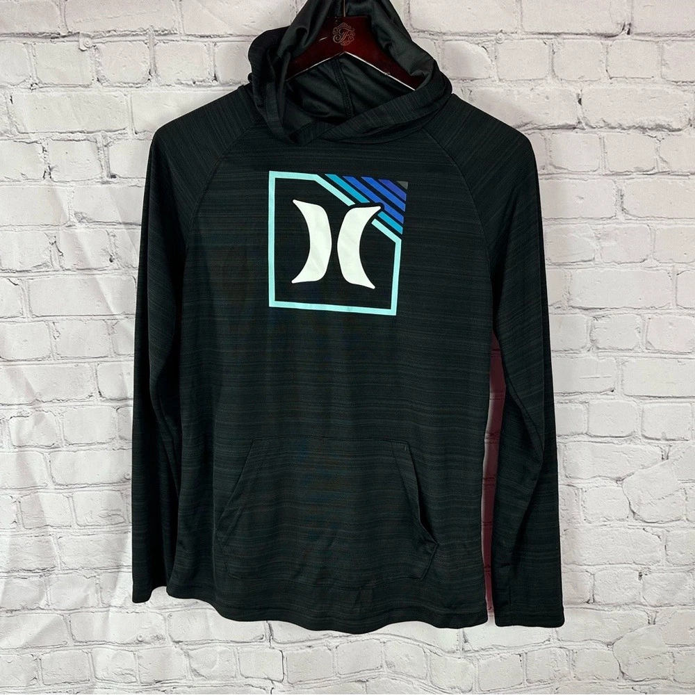Hurley dark gray youth XL Hoodie Blue White Logo