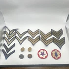WW2 VNTG Military Insignia Lot Chevron Patches 2 Round Patches & 4 Metal pins L3