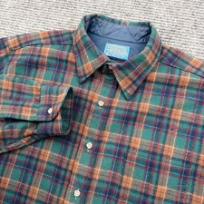 Vintage Pendleton Virgin Wool Flannel Men's Large L/S Classic Check Plaid