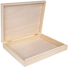 A4 Wooden Storage Box Unpainted Plain Flat  13.38 x 9.96 x 2.08 in  Golden ...