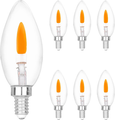E12 Base (Miniature Screw) C35 Flame Tip Flicker Bulbs - Crystal Clear Candle Li