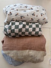 A23 Assorted 2 Crib Sheets Cotton Unisex Floral  Checkered Changing Pad Cover