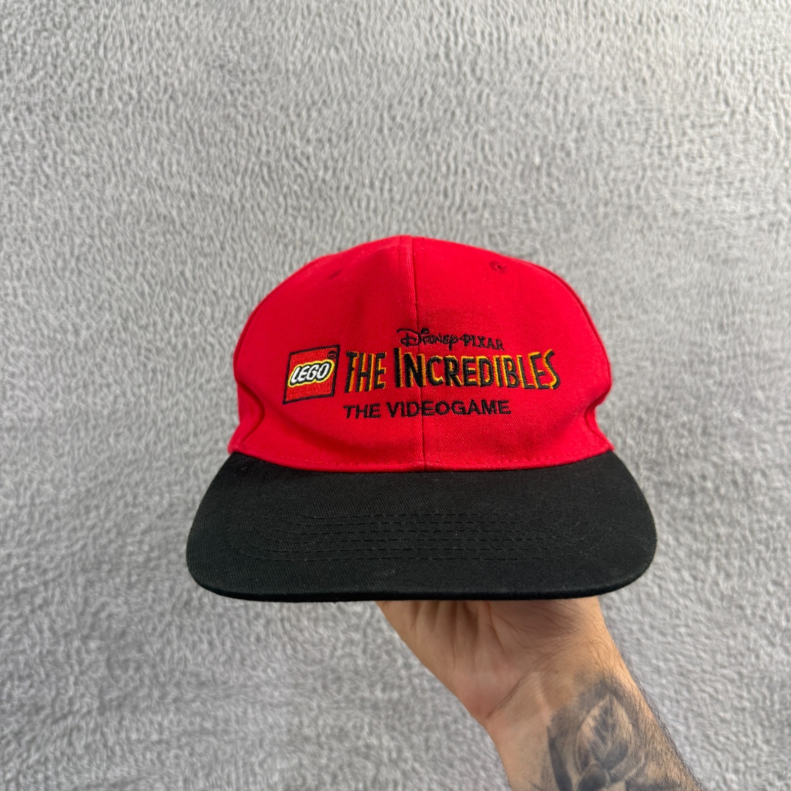 Disney Pixar LEGO The Incredibles Video Game Red Black Adjustable Snapback Cap