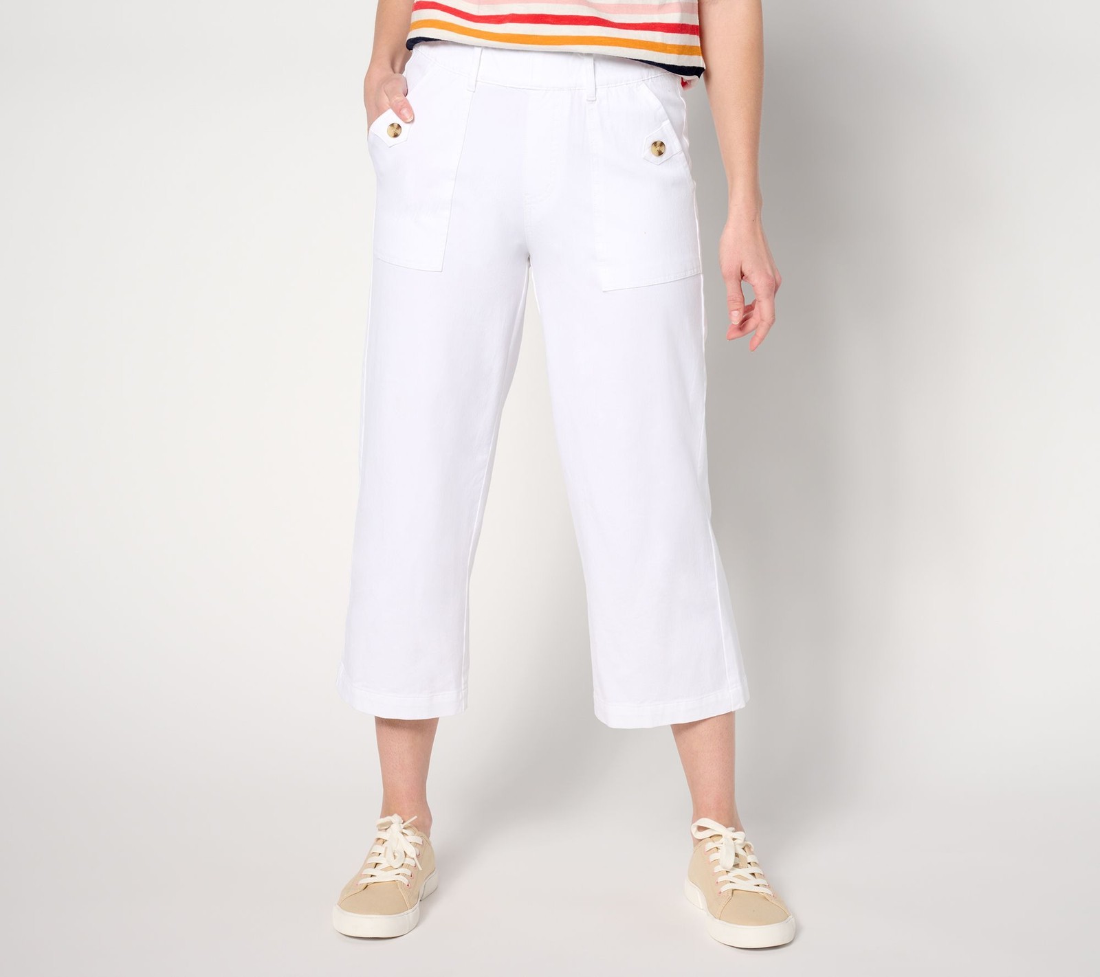 Anybody Women's Pants Sz L Tall All-Stretch Twill Cropped Pant White A642844