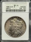 1886 S Morgan Silver Dollar ANACS MS-61 S/S VAM-2