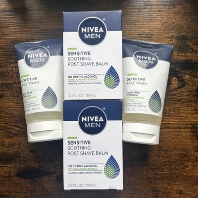 NIVEA Men Sensitive Essentials 4pc Shaving Kit ~ 2X Face Wash  2X Post Shave