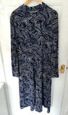 Roman 20 Jumper Dress Nay Blue White Swirl Design Maxi Long Soft Stretchy