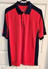 Men's Chaps Golf Stay Dry Short Sleeve Red Blue Polo Shirt Size Medium