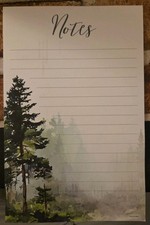 15 PAGE NOTES TABLET WITH PINE / EVERGREEN FOREST 8-1/2" BY 5" PAPER