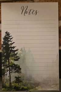15 PAGE NOTES TABLET WITH PINE / EVERGREEN FOREST 8-1/2" BY 5" PAPER