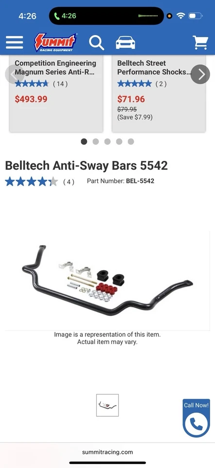 Barra estabilizadora trasera Belltech 90-03 Ford Ranger 3/4" Foto 3 de 3