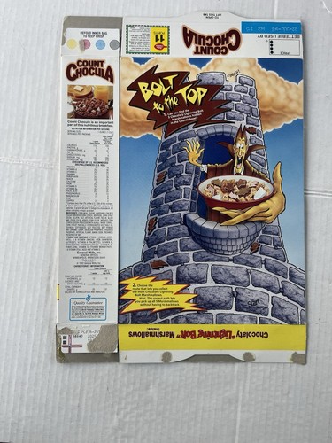 Count Chocula Empty Cereal Box Lightning Bolt Marshmallow 1992 Vintage - Picture 3 of 4