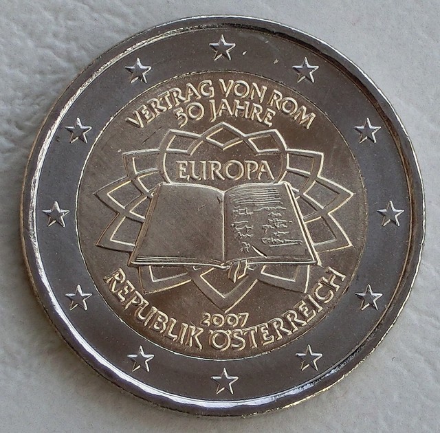 2 Euro Gedenkmünze Österreich 2007 50 Jahre Römische Verträge unz 2 Euro Gedenkmünze Österreich 2007 50 Jahre Römische Verträge unz