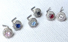 1pc Double Tier CZ Gem L-Bend 20g Nose Ring Stud Screw 316L Surgical Steel