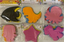 Pack of 10 Large Foam Shapes for Arts & Crafts (Fish, Pony, Bear, Love Heart)