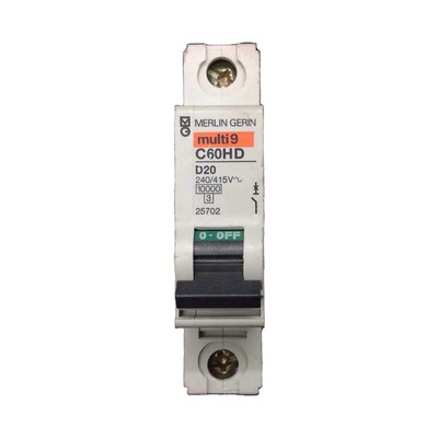 Merlin Gerin Multi 9 Miniature Circuit Breaker 1P 240V 20A C60HD D20 25702