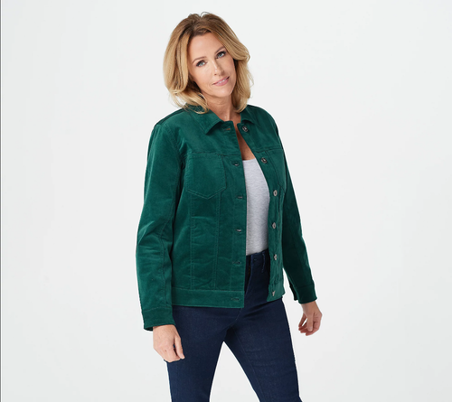 Denim \u0026 Co. Velveteen ButtonFront 