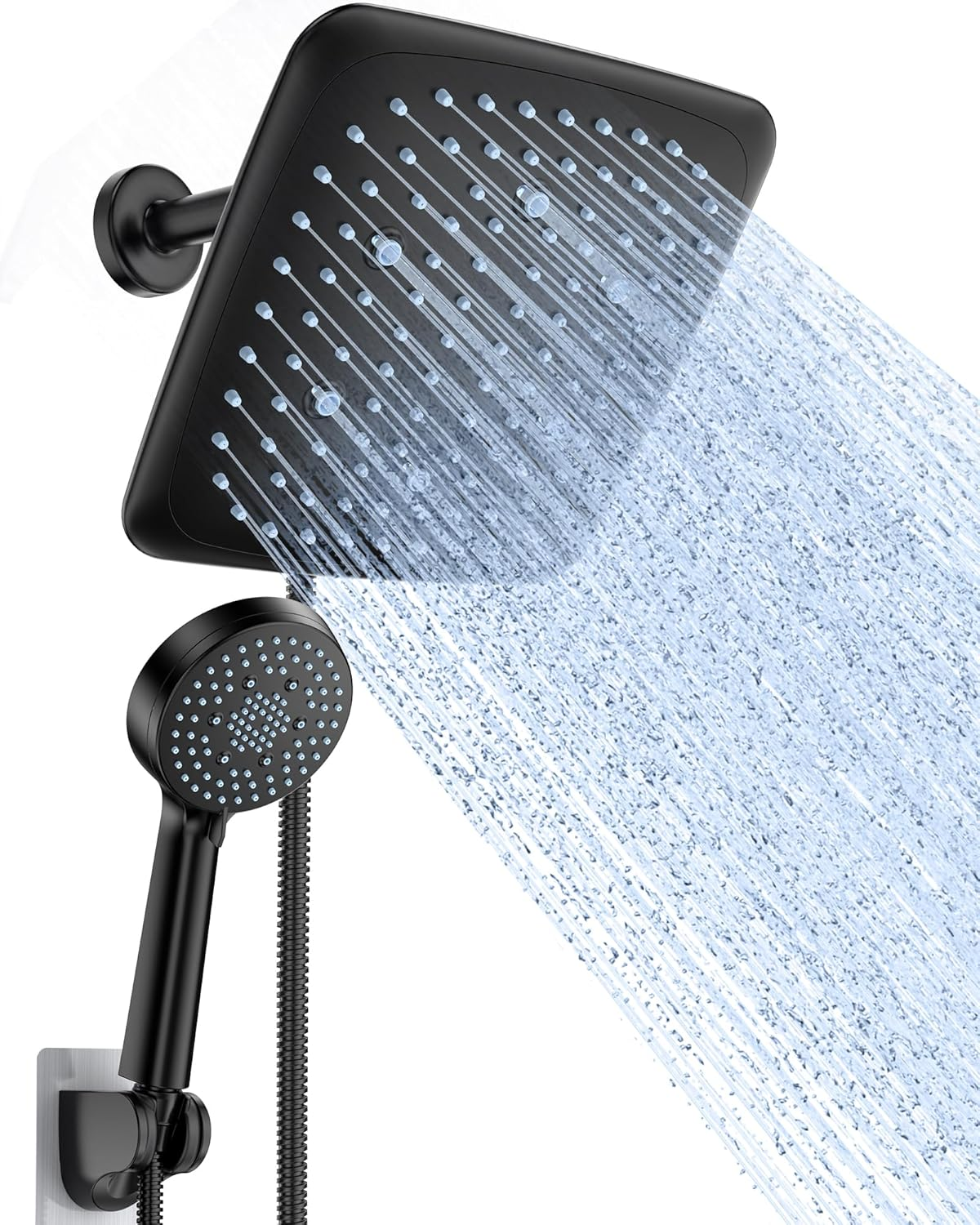 9 Inch High Pressure Rain Shower Heads with 3 Modes and 5 Modes Handheld Spray C