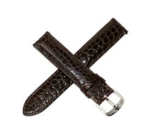 Jacques Lemans 18MM Genuine Alligator Leather Watch Strap BROWN w/Silver Buckle