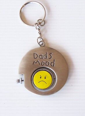 VINTAGE DAD'S MOOD SMILEY HAPPY SAD FACE SOUVENIR METAL KEYRING KEY CHAIN 