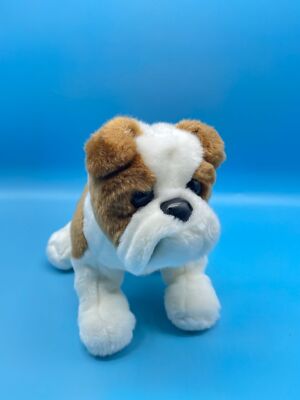 Peluche Bulldog Francese Grigio - 26 Cm, Morbido, Imbottitura Riciclata - Foto 1