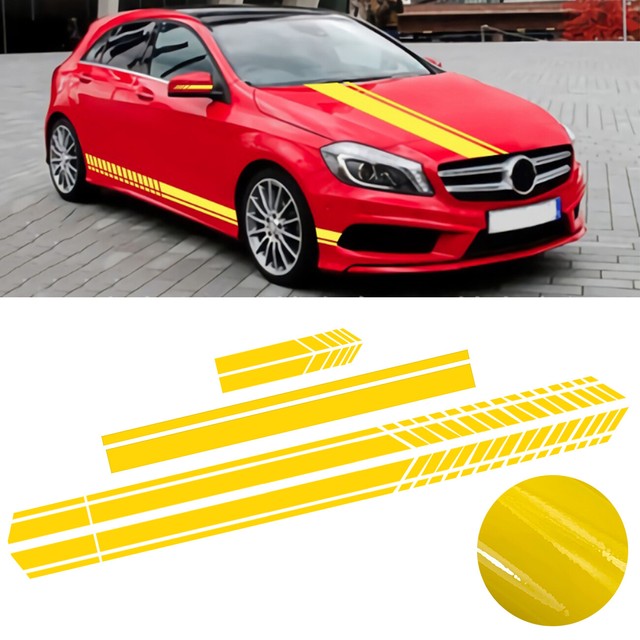 Yellow Universal Full Car Decal Vinyl Car Body Sticker Racing Sport