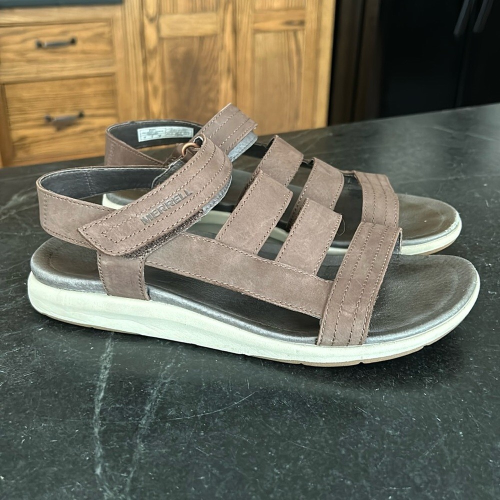 Merrell Kalari Lore sandalo in pelle marrone con cinturino posteriore escursionismo outdoor taglia 7