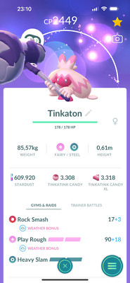 Tinkaton Ievel 50 3moveset by chance Ultra League PVP | Tr-de