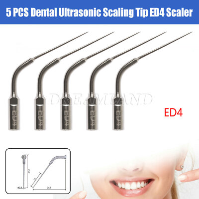5x Dental Ultrasonic Scaler Tip fit ENDO DTE SATELEC Cavitron handpiece ED4