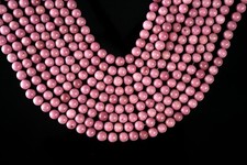 Natural Rhodonite AAA Gemstone Round Smooth Beads String Ready For Jewelry 15.5"