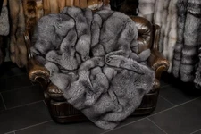 550 SAGA Blue Frost Fox Fur Blanket Pelt Throw Genuine Furs Real Pelt Blanket