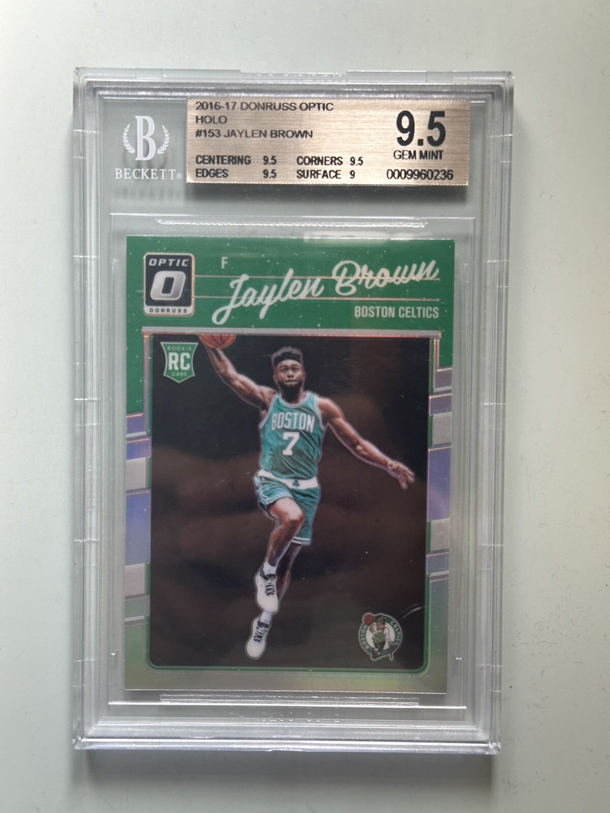 2016 Panini Donruss Optic Holo Jaylen Brown BGS 9.5 Boston Celtics RC Rookie